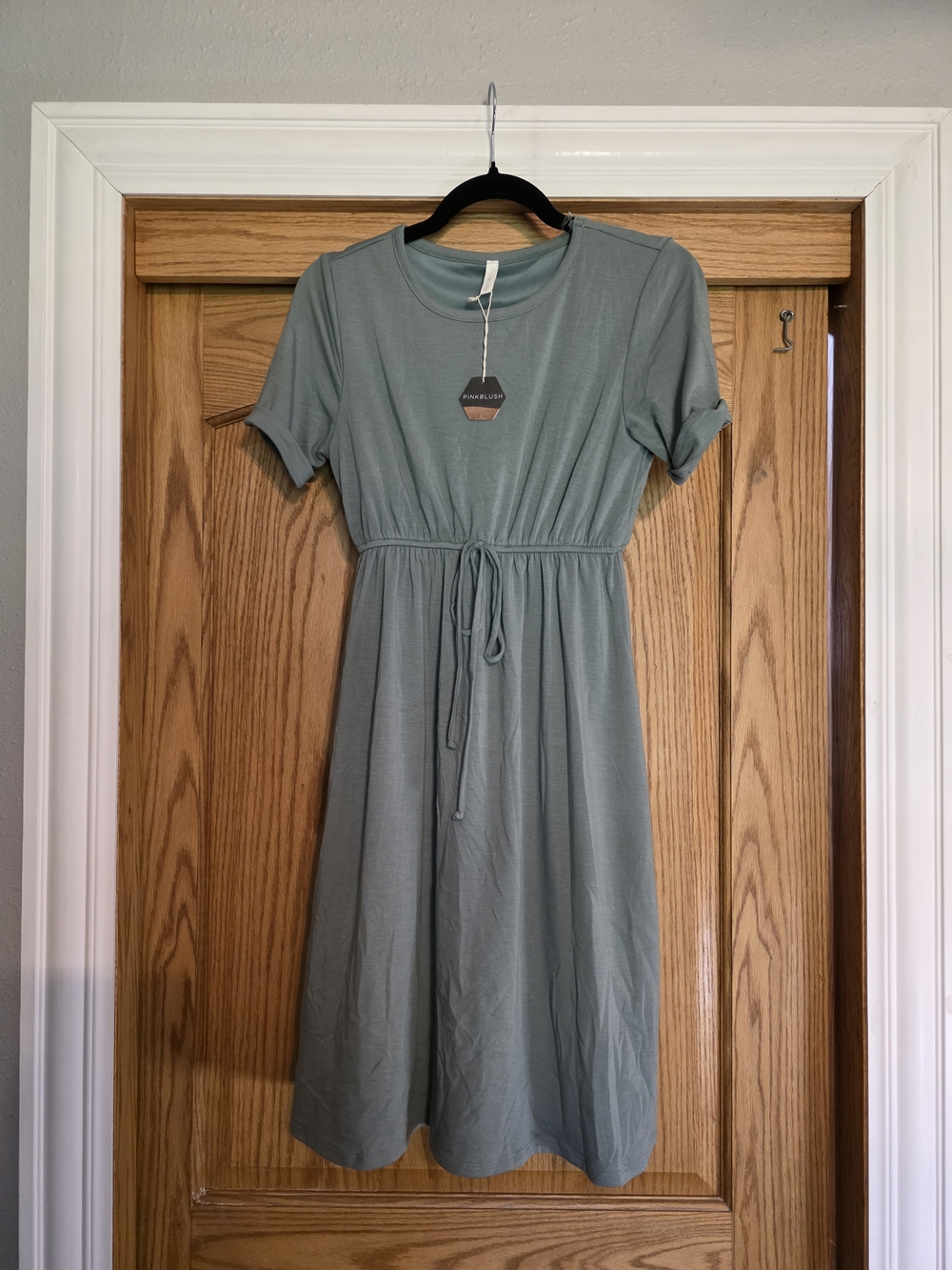 Pinkblush Sage Drawstring-Waist Midi Dress